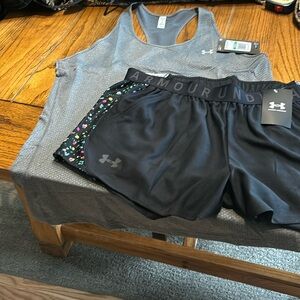 NWT Ladies size large under armour shorts and tank